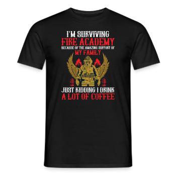 Je survis à l’Académie des Pompiers grâce à la - T-shirt homme - noir - Devant - AI Model Male 178 light (178cm)
