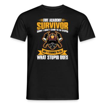 Fire Academy survivors sorry, I didn't - Men's T-Shirt - black - Front - AI Model Male 178 light (178cm)