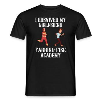 I outlived my girlfriend, the Fire Academy - Men's T-Shirt - black - Front - AI Model Male 178 light (178cm)