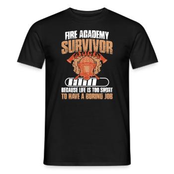 Survivants de l’Académie des Pompiers, parce que la vie c’est trop - T-shirt homme - noir - Devant - AI Model Male 178 light (178cm)