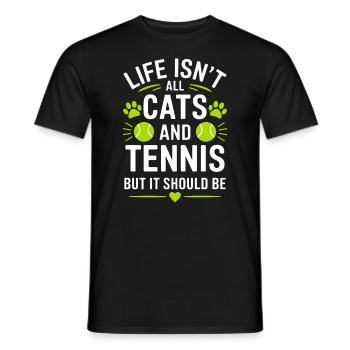 Tennis Saying Cats Funny Tennis Gift - Men's T-Shirt - black - Front - AI Model Male 178 light (178cm)