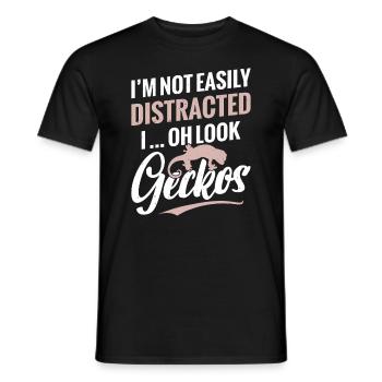 Je ne me laisse pas facilement distraire. Oh, regardez les geckos - T-shirt homme - noir - Devant - AI Model Male 178 light (178cm)