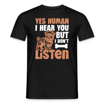 Chien mec je t’entends, mais je n’entends pas - T-shirt homme - noir - Devant - AI Model Male 178 light (178cm)