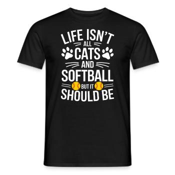 Softball Spruch Katzen Lustiges Softball Geschenk - Männer T-Shirt - Schwarz - Vorne - AI Model Male 178 light (178cm)