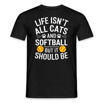 Softball Spruch Katzen Lustiges Softball Geschenk - Männer T-Shirt - Schwarz - Vorne - AI Model Male 178 light (178cm)