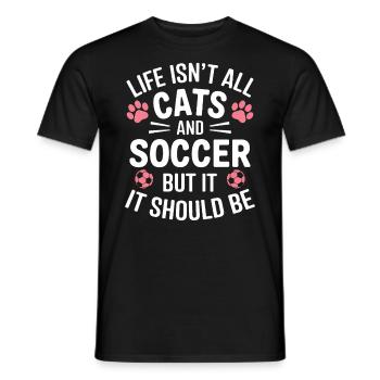 Fußball Spruch Katze Lustige Fussballer Geschenk - Männer T-Shirt - Schwarz - Vorne - AI Model Male 178 light (178cm)