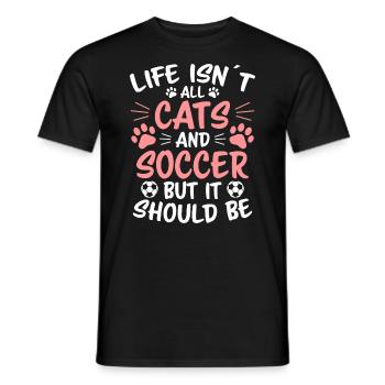 Fußball Spruch Katze Lustige Fussballer Geschenk - Männer T-Shirt - Schwarz - Vorne - AI Model Male 178 light (178cm)