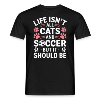 Fußball Spruch Katze Lustige Fussballer Geschenk - Männer T-Shirt - Schwarz - Vorne - AI Model Male 178 light (178cm)
