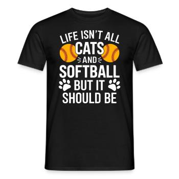 Softball Spruch Katzen Lustiges Softball Geschenk - Männer T-Shirt - Schwarz - Vorne - AI Model Male 178 light (178cm)