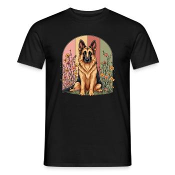 Berger Allemand Cottagecore Romance Floral - T-shirt homme - noir - Devant - AI Model Male 178 light (178cm)