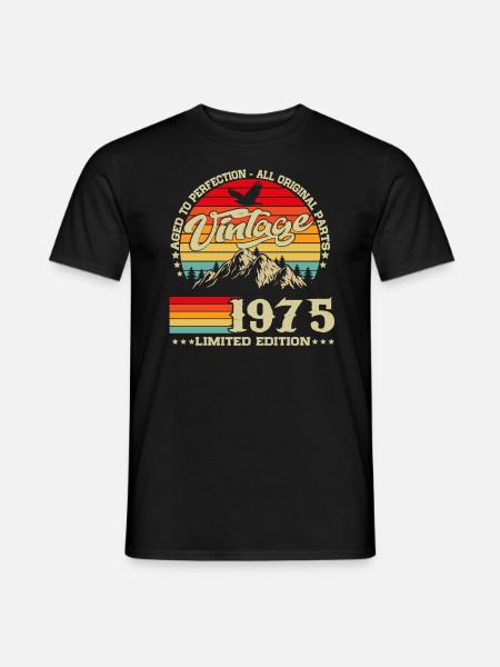 1975 Vintage Jahrgang Retro Geburtstag Geschenk - Männer T-Shirt - Schwarz