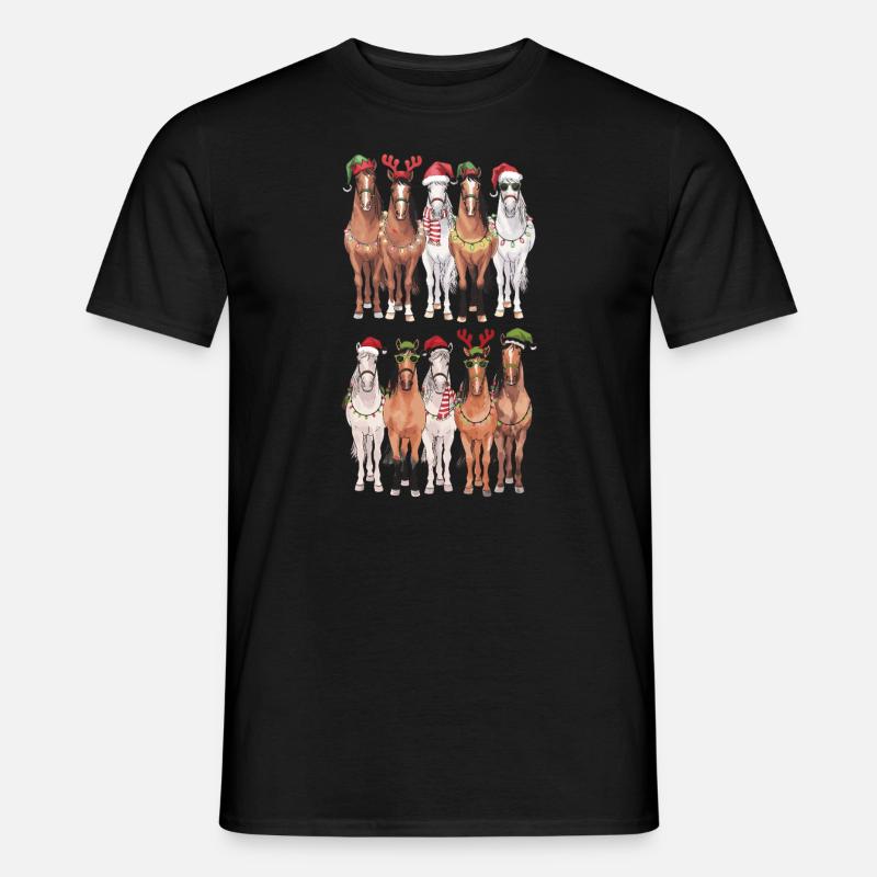 Percheron Pferde Mit Weihnachtshüte - Männer T-Shirt - Schwarz
