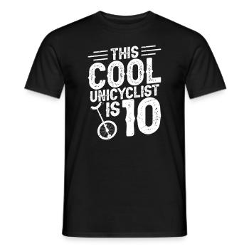 This cool unicyclist is 10 - Men's T-Shirt - black - Front - AI Model Male 178 light (178cm)