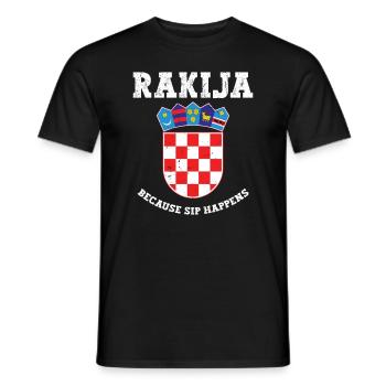 Rakija, because Sip happens - Men's T-Shirt - black - Front - AI Model Male 178 light (178cm)