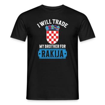 I'm going to trade my brother for rakija - Men's T-Shirt - black - Front - AI Model Male 178 light (178cm)