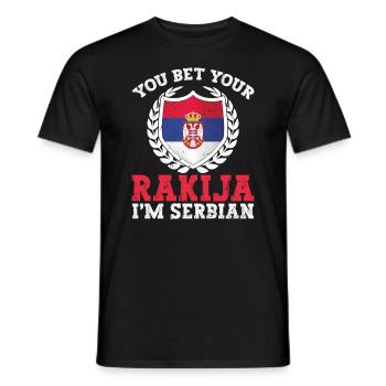 You bet your rakija, I'm Serbian - Men's T-Shirt - black - Front - AI Model Male 178 light (178cm)