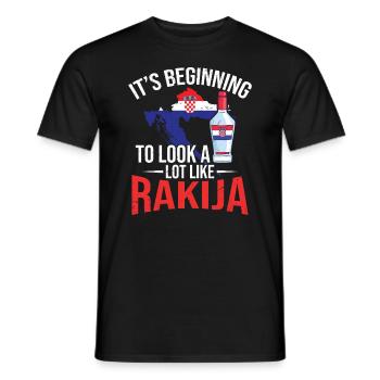 It's starting to look a lot like rakija - Men's T-Shirt - black - Front - AI Model Male 178 light (178cm)