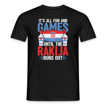 C’est tout le plaisir et les jeux jusqu’à la rakija - T-shirt homme - noir - Devant - AI Model Male 178 light (178cm)