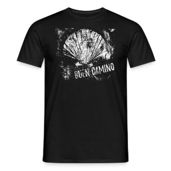Buen Camino, scallop, Santiago de Compostela - Men's T-Shirt - black - Front - AI Model Male 178 light (178cm)
