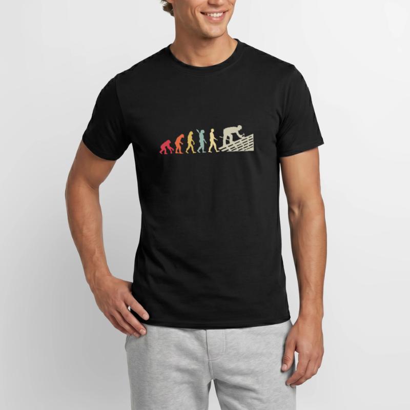 Couvreur Human Evolution Retro Vintage Construction T-shirt homme