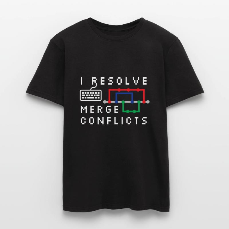I Resolve Merge Conflicts Coding Programming Devel Männer T-Shirt