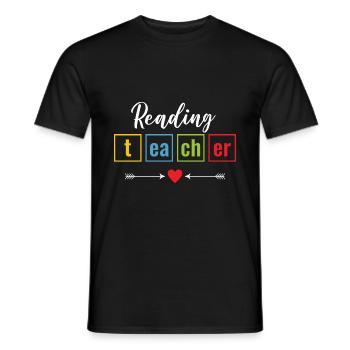 Reading Teacher Book Books Teaching Bookworm - Men's T-Shirt - black - Front - AI Model Male 178 light (178cm)