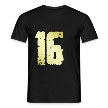 16 Zahl Vintage - Männer T-Shirt - Schwarz - Vorne - AI Model Male 178 light (178cm)