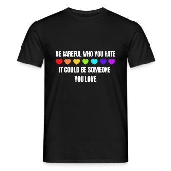 LGBTQ Love Heart Pride Month Gay Parade Rainbow - Men's T-Shirt - black - Front - AI Model Male 178 light (178cm)