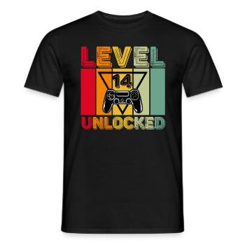 14th birthday gaming 14 year old level unlocked - Men's T-Shirt - black - Front - AI Model Male 178 light (178cm)