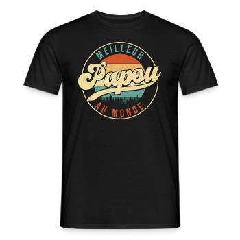 Meilleur papou au monde - Cadeau grand-père - T-shirt homme - noir - Devant - AI Model Male 178 light (178cm)