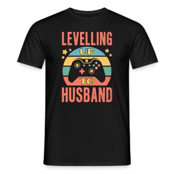 Gamer Ehemann Geschenk Hochzeit Heirat Level Up - Männer T-Shirt - Schwarz - Vorne - AI Model Male 178 light (178cm)