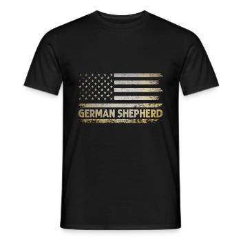 American Flag German Shepherd Patriot America GSD - Men's T-Shirt - black - Front - AI Model Male 178 light (178cm)