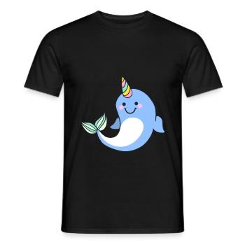 Kawaii narwhal unicorn - Men's T-Shirt - black - Front - AI Model Male 178 light (178cm)