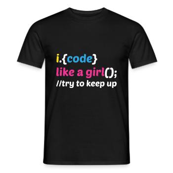 Code Like A Girl Coder Programmer Software Develop - Männer T-Shirt - Schwarz - Vorne - AI Model Male 178 light (178cm)