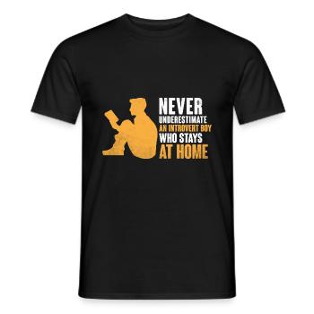 Never Underestimate An Introvert Boy Sayings For - Men's T-Shirt - black - Front - AI Model Male 178 light (178cm)