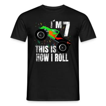 Geburtstag Junge 7 Jahre Monster Truck Geschenk - Männer T-Shirt - Schwarz - Vorne - AI Model Male 178 light (178cm)