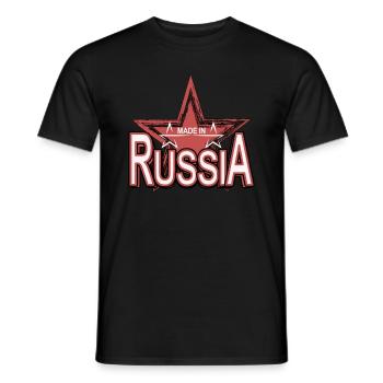 MADE in Russia Schrift mit Stern - Männer T-Shirt - Schwarz - Vorne - AI Model Male 178 light (178cm)