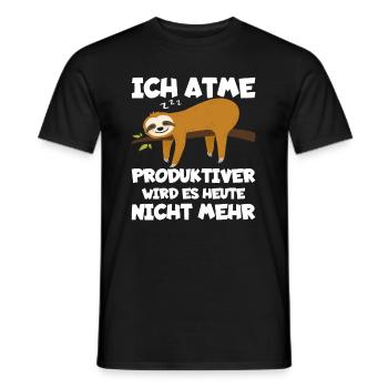 Ich atme produktiver wird es nicht mehr Faultier - Männer T-Shirt - Schwarz - Vorne - AI Model Male 178 light (178cm)