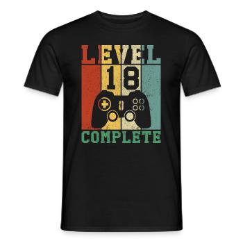 18 Birthday Level 18 complete - Men's T-Shirt - black - Front - AI Model Male 178 light (178cm)