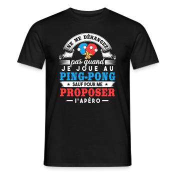 Joueur de ping-pong humour - T-shirt homme - noir - Devant - AI Model Male 178 light (178cm)