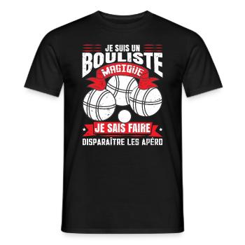 Bouliste | Pétanqueur | Boccia | Pétanque - T-shirt homme - noir - Devant - AI Model Male 178 light (178cm)