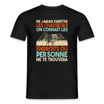 Chasseur Humour - T-shirt homme - noir - Devant - AI Model Male 178 light (178cm)