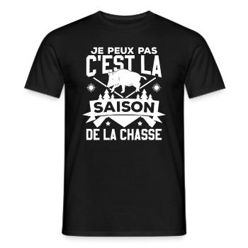 C'est La Saison De La Chasse | Sanglier | Chasseur - T-shirt homme - noir - Devant - AI Model Male 178 light (178cm)