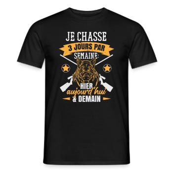 Proverbe drôle sur la chasse au sanglier - T-shirt homme - noir - Devant - AI Model Male 178 light (178cm)