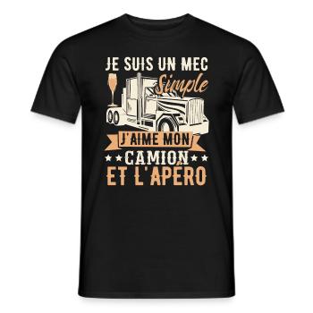 Camionneur | Routier | Poids Lourd | Camion - T-shirt homme - noir - Devant - AI Model Male 178 light (178cm)