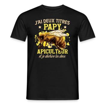 Papy Abeilles Apiculteur Apiculture - T-shirt homme - noir - Devant - AI Model Male 178 light (178cm)