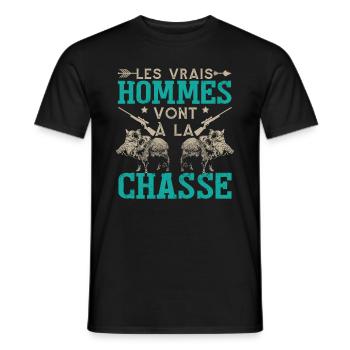Chasse Chasseur Humour - T-shirt homme - noir - Devant - AI Model Male 178 light (178cm)