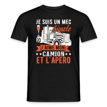 J'aime Mon Camion Et L'Apéro - T-shirt homme - noir - Devant - AI Model Male 178 light (178cm)