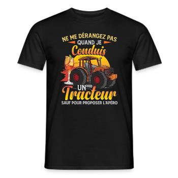 Humour Tracteur - T-shirt homme - noir - Devant - AI Model Male 178 light (178cm)