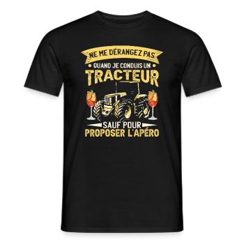 Apéro Humour Tracteur - T-shirt homme - noir - Devant - AI Model Male 178 light (178cm)